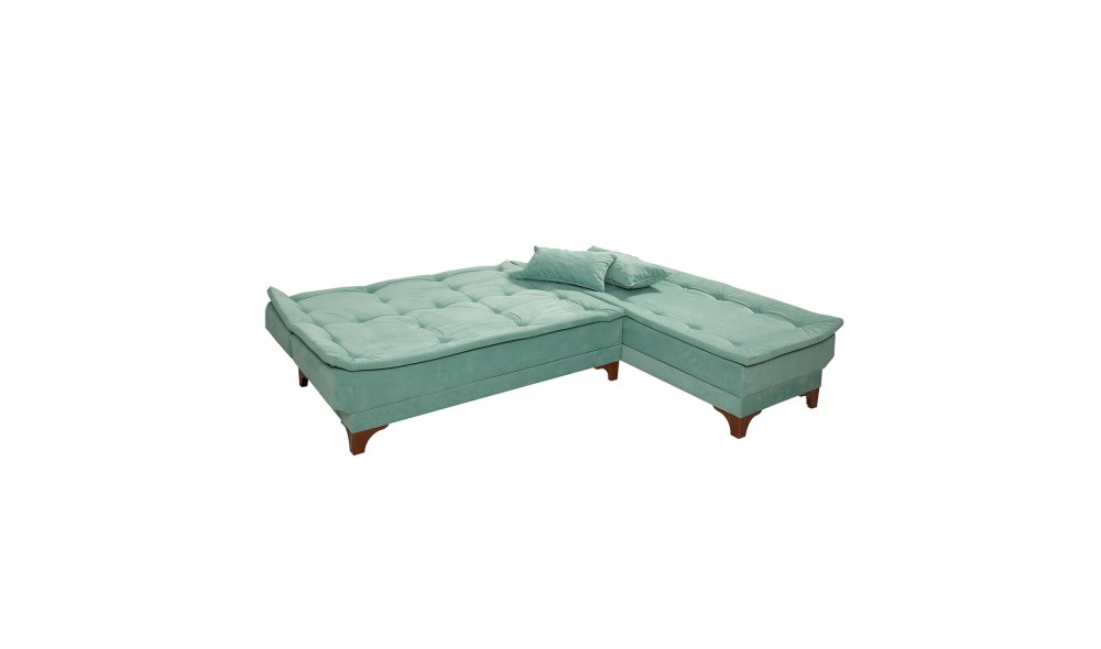 Canapea extensibila de colt, Kelebek Colt dreapta - Sea Green, 225 x 86 x 160 cm