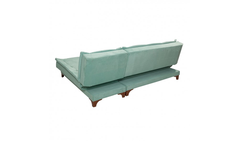 Canapea extensibila de colt, Kelebek Colt dreapta - Sea Green, 225 x 86 x 160 cm