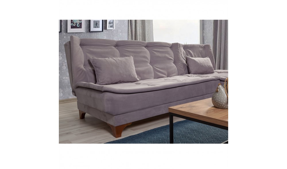 Canapea extensibila de colt, Kelebek Colt dreapta - Gri, 225 x 86 x 160 cm