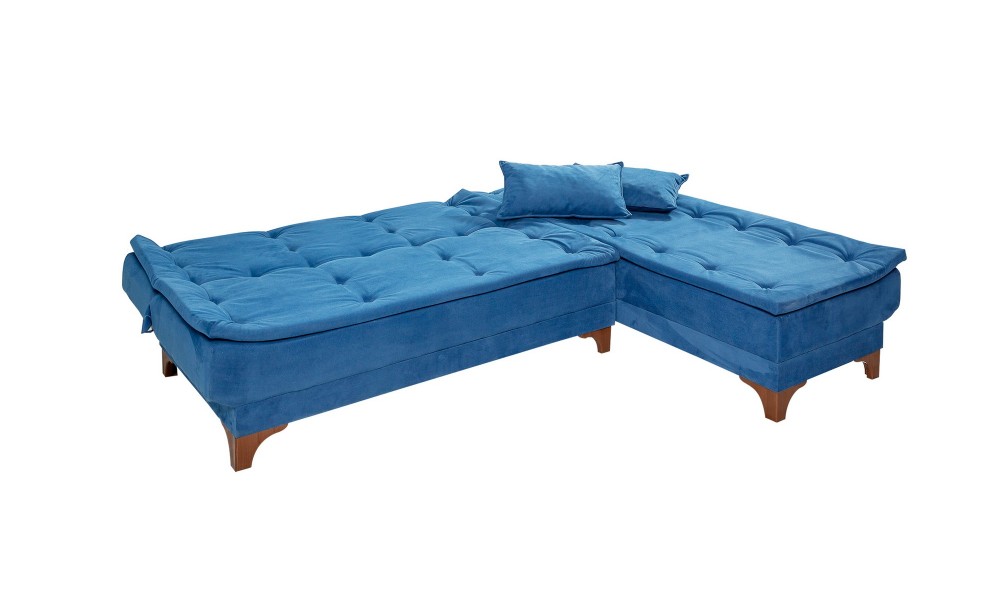 Canapea extensibila de colt, Kelebek Colt dreapta - Albastru inchis, 225 x 86 x 160 cm