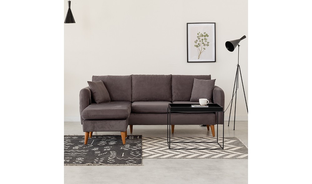 Canapea de coltar, Sofia Colt Stanga - Antracit, 215 x 91 x 145 cm