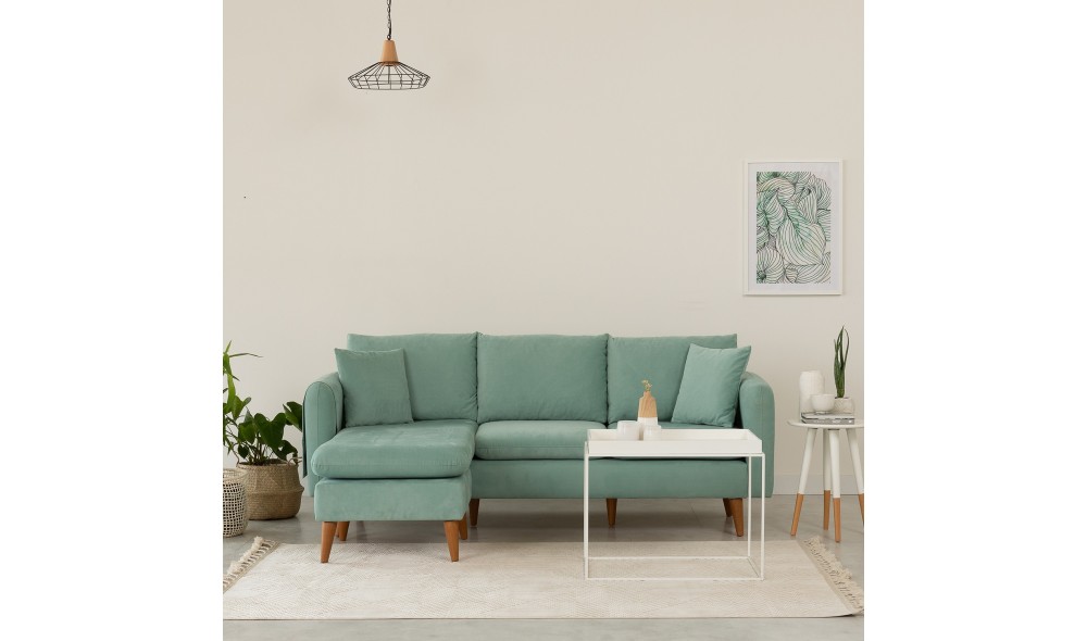 Canapea de coltar, Sofia Colt stanga - Sea Green, 215 x 91 x 145 cm