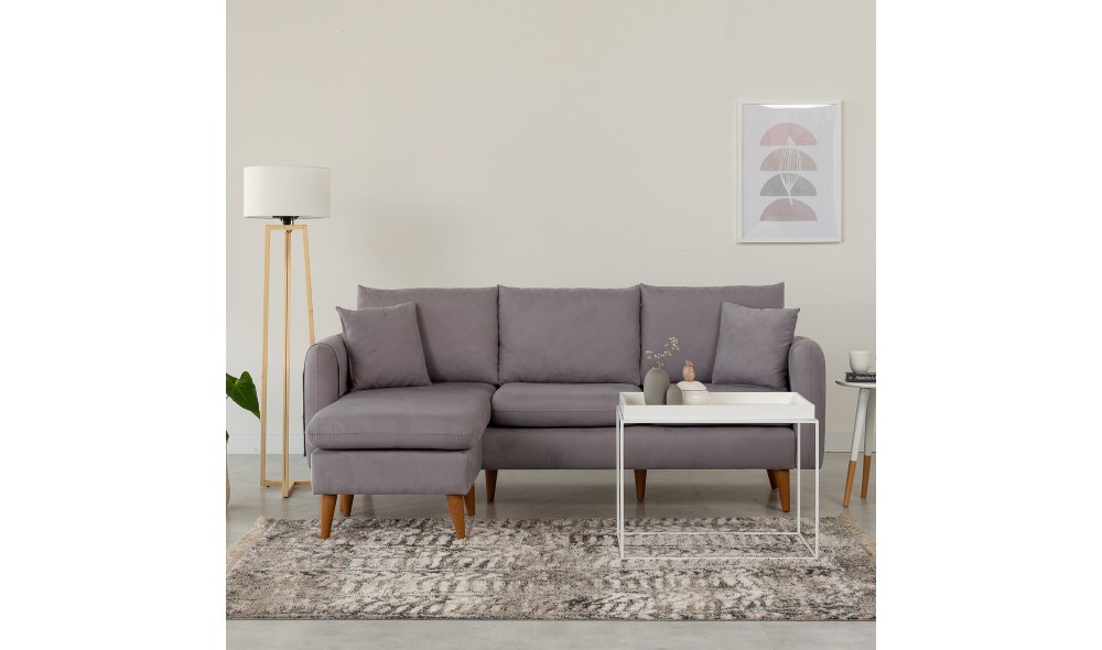 Canapea de coltar, Sofia Colt stanga - Gri, 215 x 91 x 145 cm