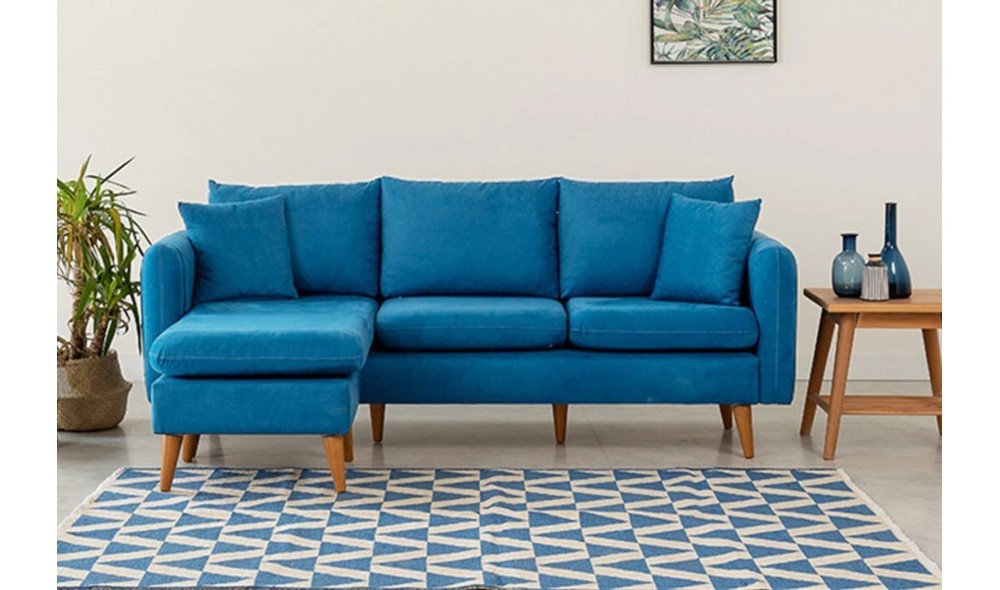 Canapea de coltar, Sofia Colt stanga - Albastru inchis, 215 x 91 x 145 cm