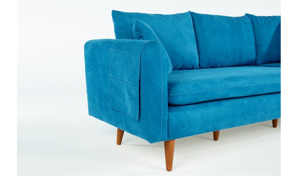 Canapea de coltar, Sofia Colt stanga - Albastru inchis, 215 x 91 x 145 cm