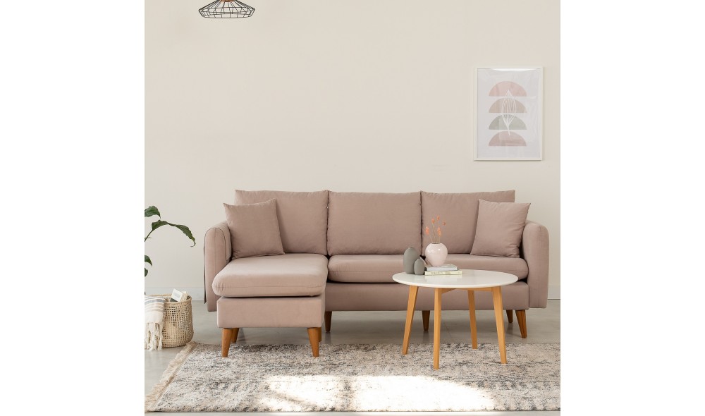 Canapea de coltar, Sofia Colt stanga - Stanca, 215 x 91 x 145 cm