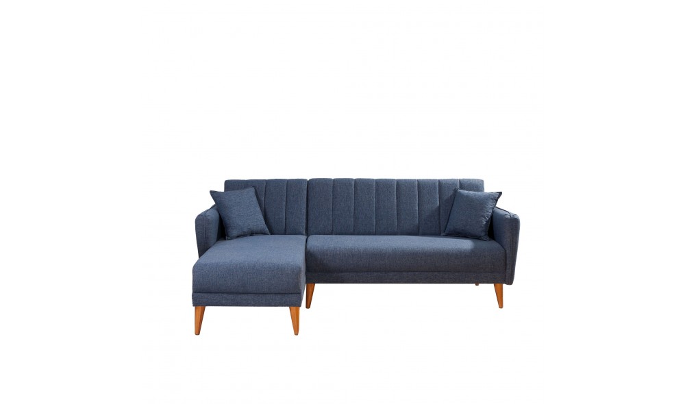 Canapea extensibila de colt, Aqua Colt stanga - Albastru inchis, 225 x 85 x 150 cm