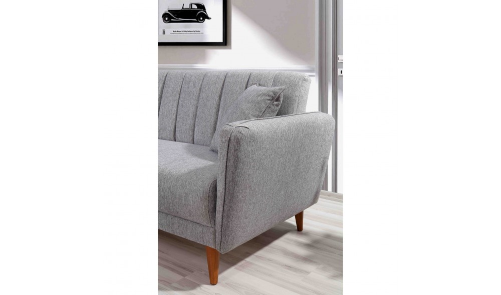 Canapea extensibila de colt, Aqua Colt Stanga - Gri, 225 x 85 x 150 cm