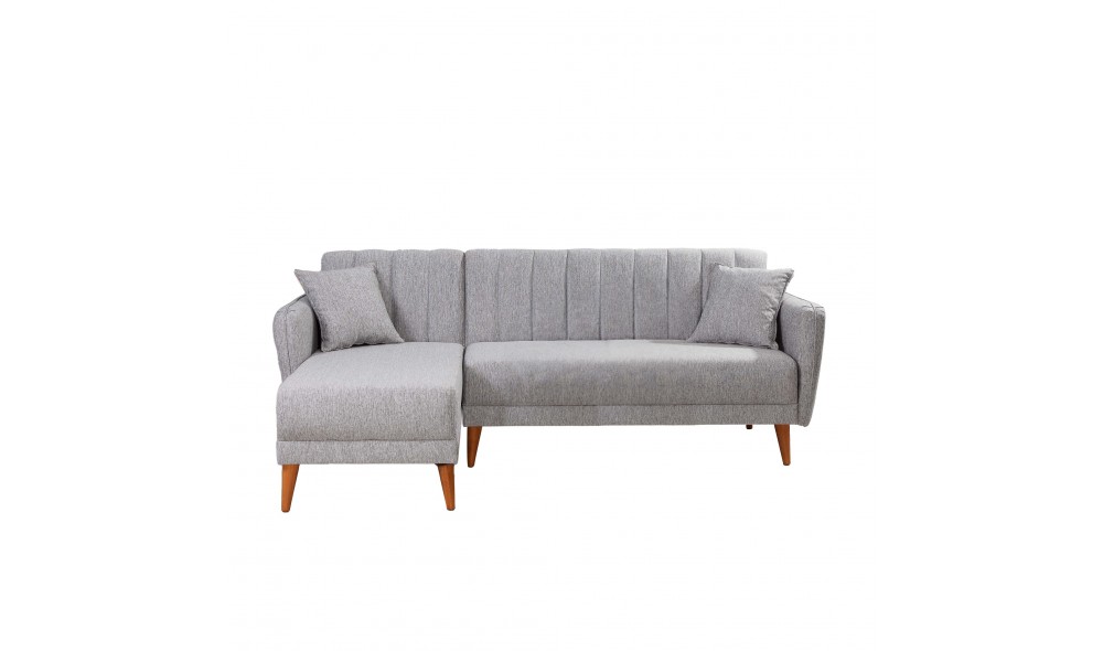 Canapea extensibila de colt, Aqua Colt Stanga - Gri, 225 x 85 x 150 cm