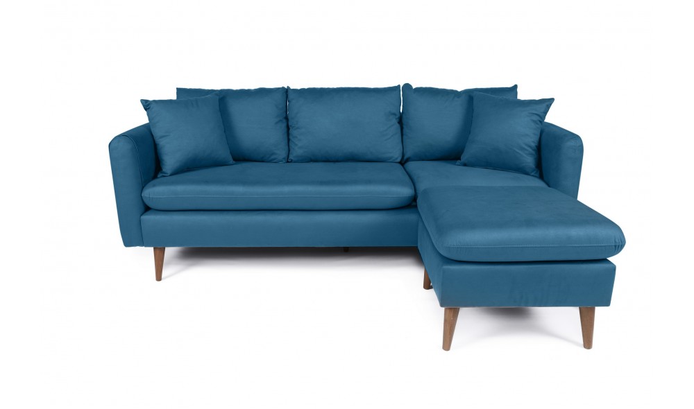 Canapea de coltar, Sofia Colt dreapta - Albastru inchis, 215 x 91 x 145 cm