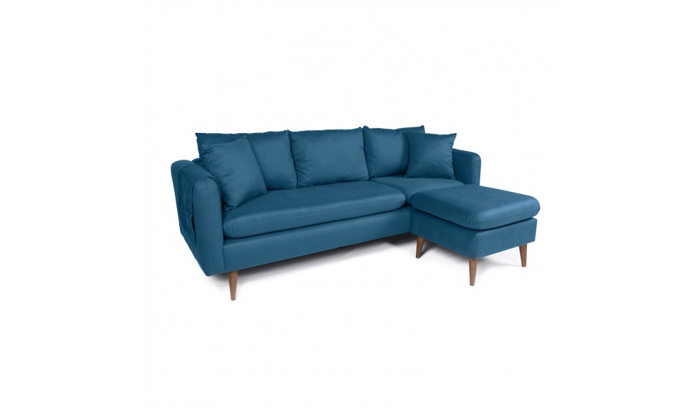 Canapea de coltar, Sofia Colt dreapta - Albastru inchis, 215 x 91 x 145 cm