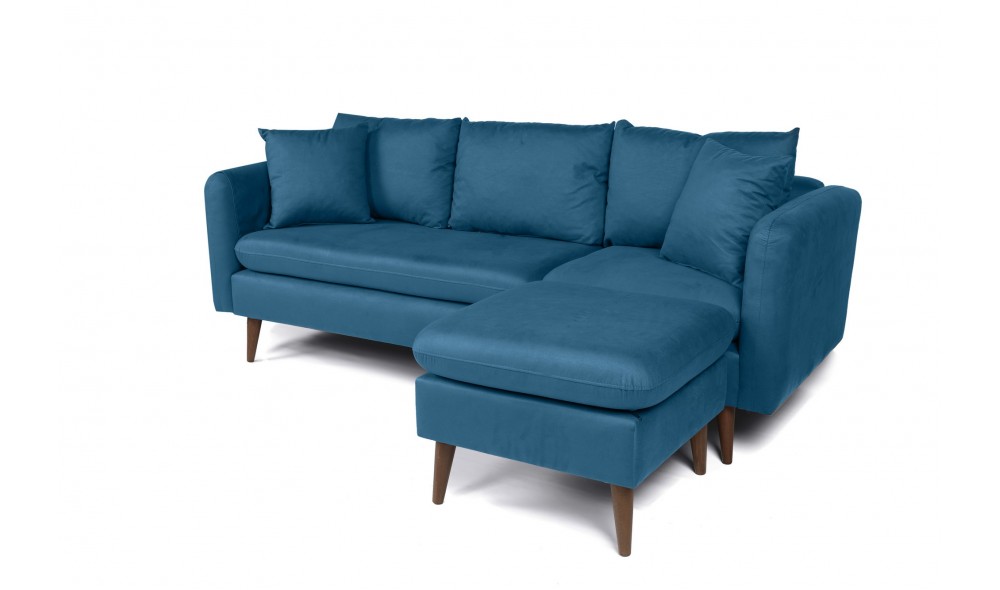 Canapea de coltar, Sofia Colt dreapta - Albastru inchis, 215 x 91 x 145 cm