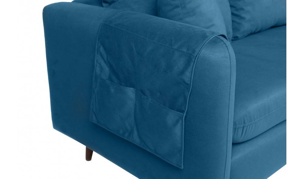 Canapea de coltar, Sofia Colt dreapta - Albastru inchis, 215 x 91 x 145 cm
