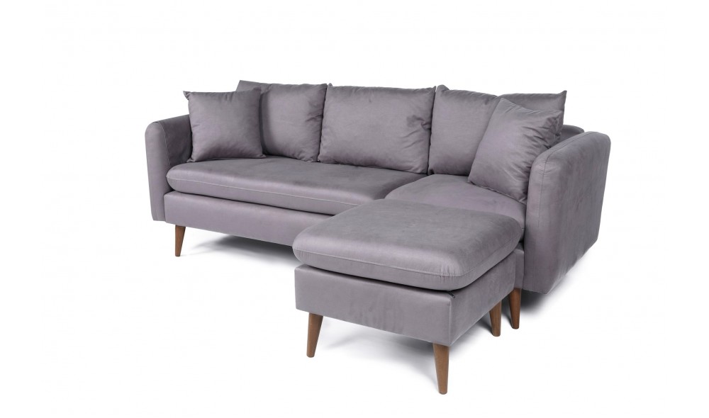 Canapea de coltar, Sofia Colt dreapta - Gri, 215 x 91 x 145 cm