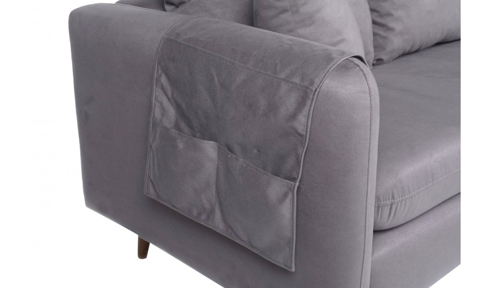 Canapea de coltar, Sofia Colt dreapta - Gri, 215 x 91 x 145 cm