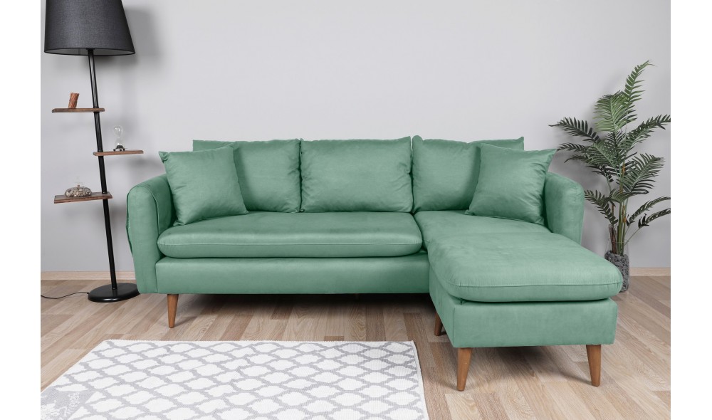 Canapea de coltar, Sofia Colt dreapta - Sea Green, 215 x 91 x 145 cm