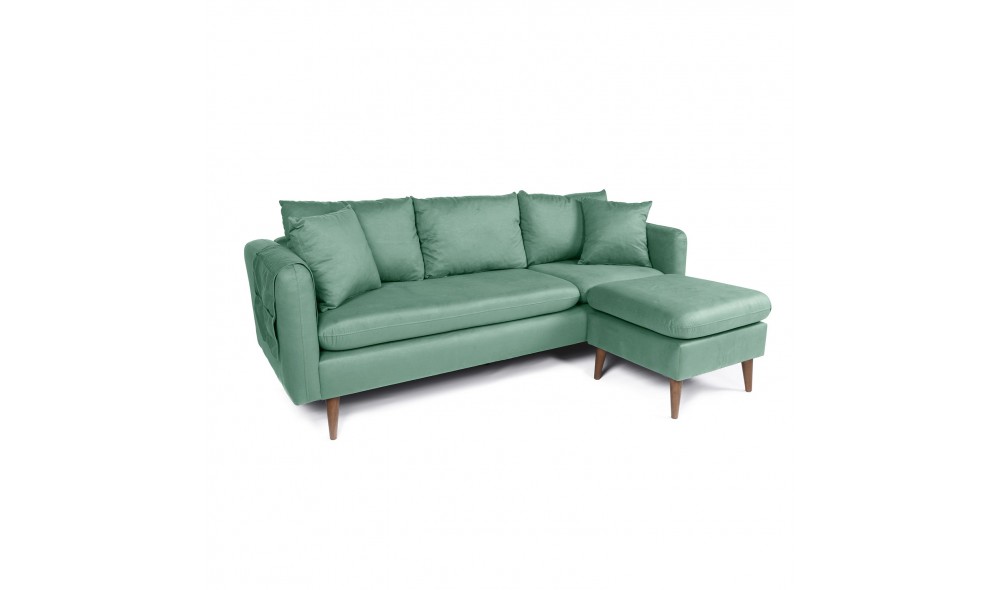 Canapea de coltar, Sofia Colt dreapta - Sea Green, 215 x 91 x 145 cm