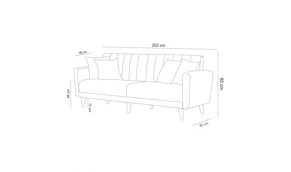 Set canapea extensibila, Aqua-TKM04-94216, 202 x 85 x 82 cm