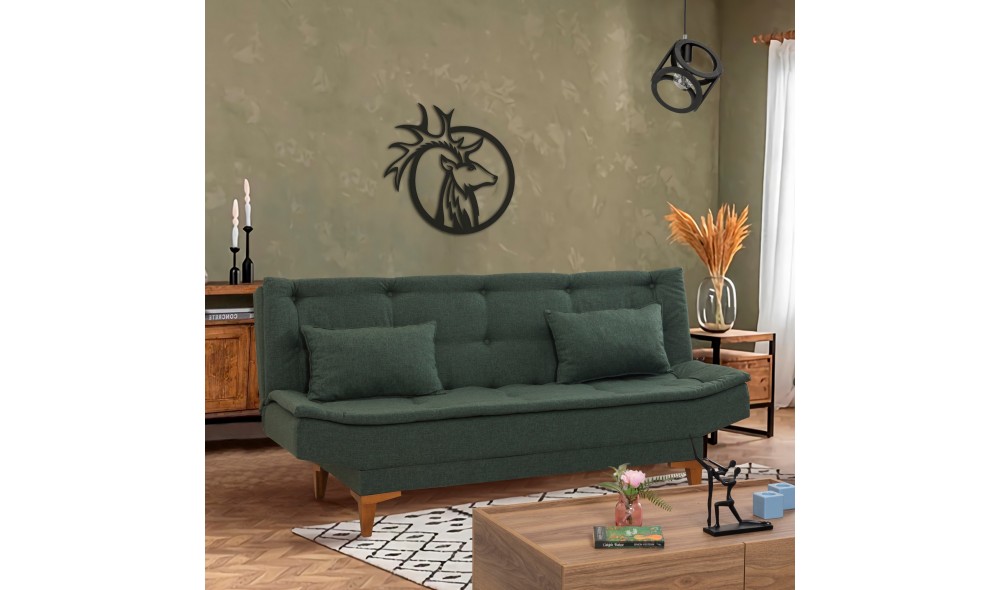 Canapea extensibila cu 3 locuri, Santo - Verde, 186 x 90 x 85 cm