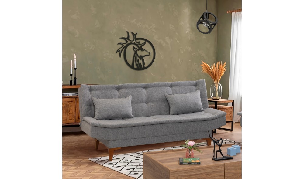 Canapea extensibila cu 3 locuri, Santo - Gri, 186 x 90 x 85 cm