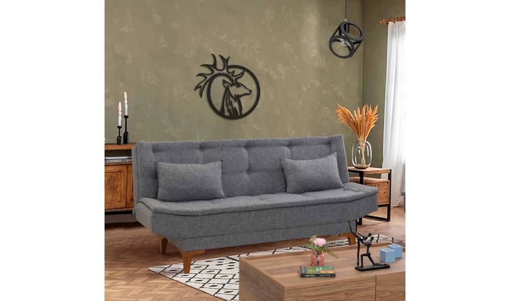 Canapea extensibila cu 3 locuri, Santo - Gri inchis, 186 x 90 x 85 cm