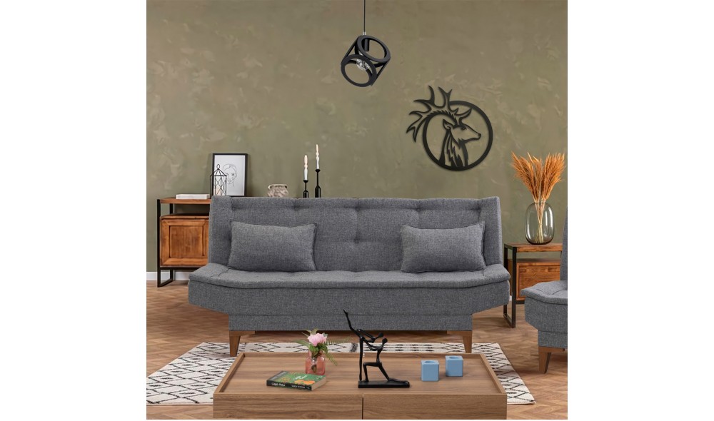 Canapea extensibila cu 3 locuri, Santo - Gri inchis, 186 x 90 x 85 cm