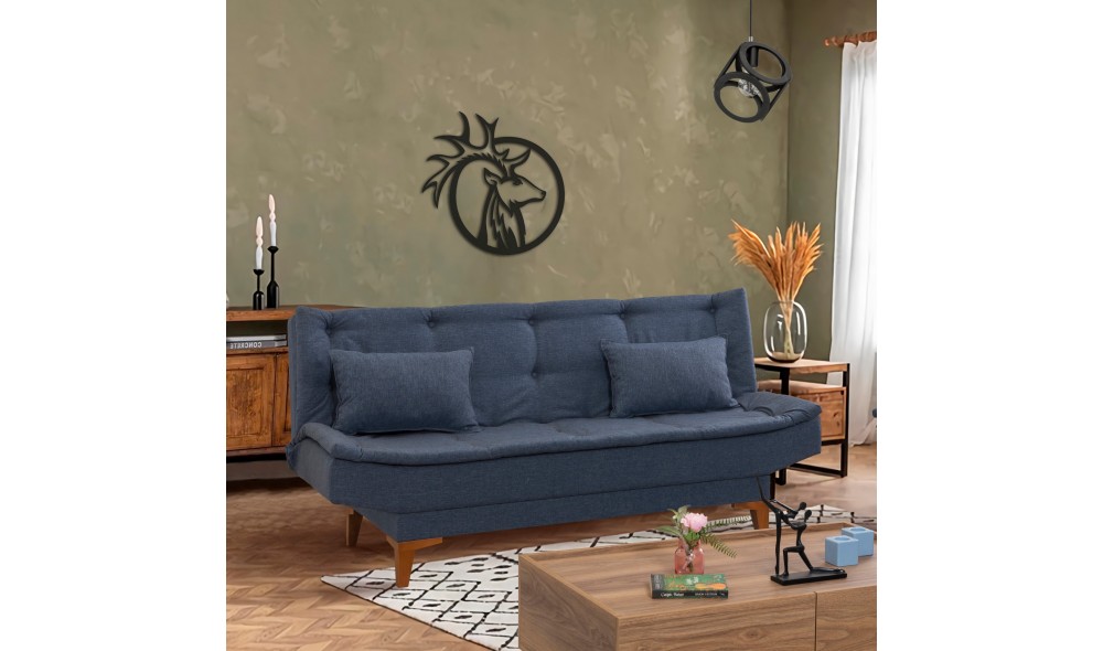 Canapea extensibila cu 3 locuri, Santo - Albastru inchis, 186 x 90 x 85 cm