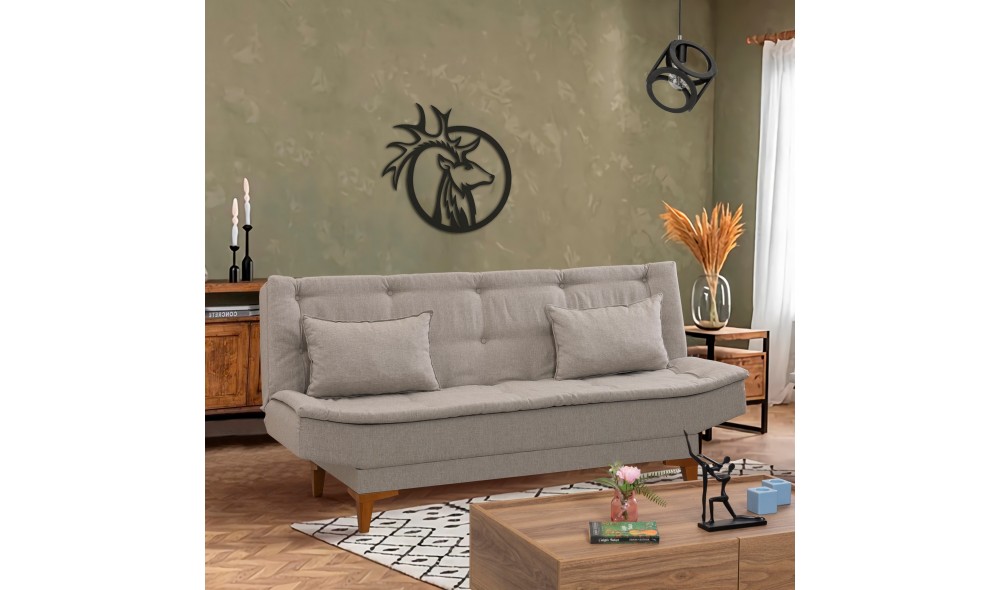 Canapea extensibila cu 3 locuri, Santo - Crema, 186 x 90 x 85 cm