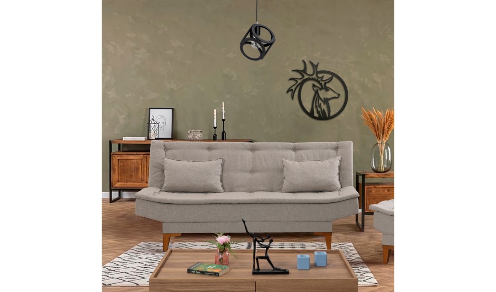 Canapea extensibila cu 3 locuri, Santo - Crema, 186 x 90 x 85 cm