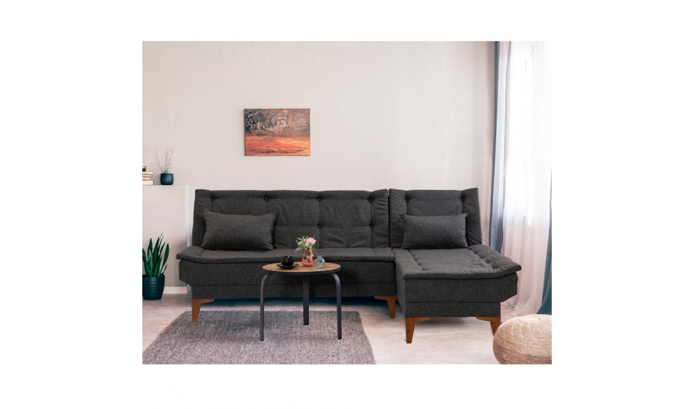 Canapea extensibila de colt, Santo - Antracit, 225 x 86 x 85 cm