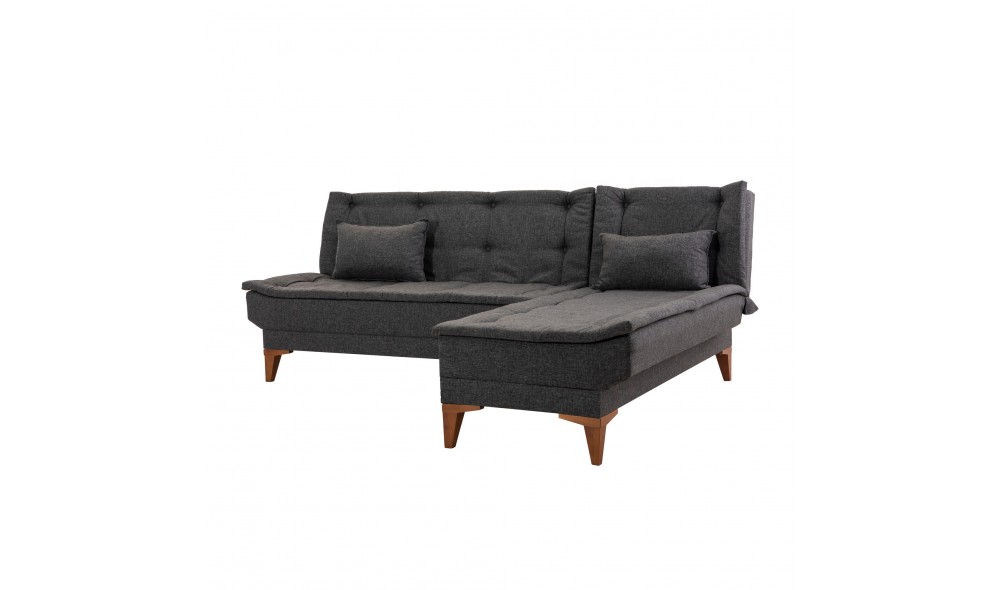 Canapea extensibila de colt, Santo - Antracit, 225 x 86 x 85 cm