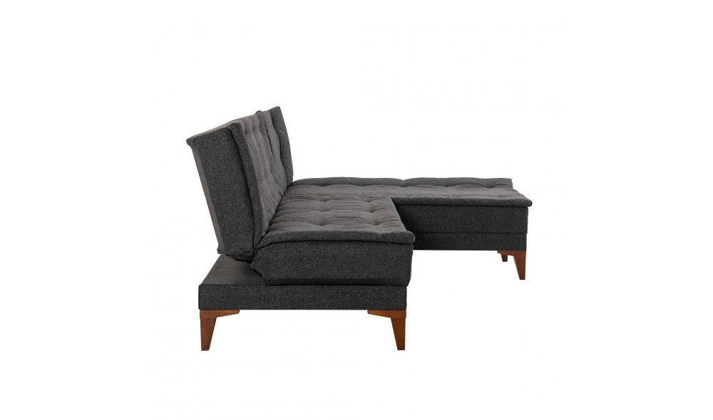 Canapea extensibila de colt, Santo - Antracit, 225 x 86 x 85 cm