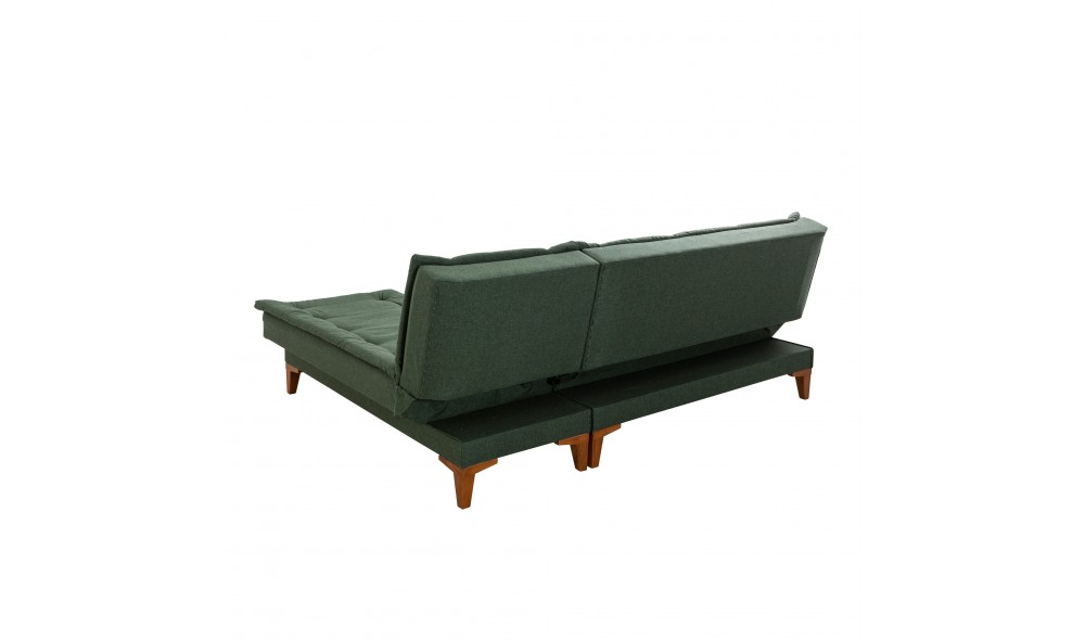 Canapea extensibila de colt, Santo - Verde, 225 x 86 x 85 cm