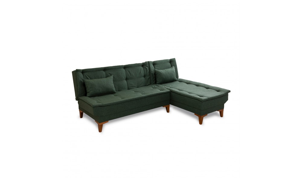 Canapea extensibila de colt, Santo - Verde, 225 x 86 x 85 cm