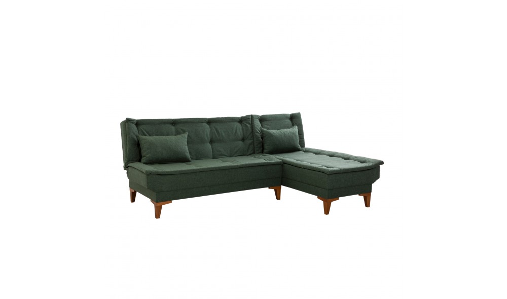 Canapea extensibila de colt, Santo - Verde, 225 x 86 x 85 cm
