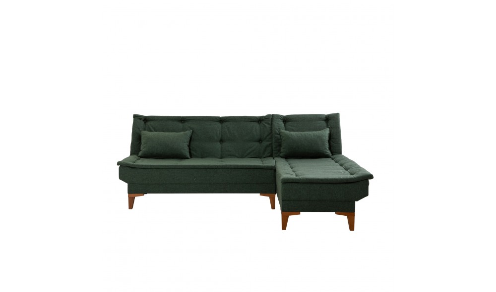 Canapea extensibila de colt, Santo - Verde, 225 x 86 x 85 cm