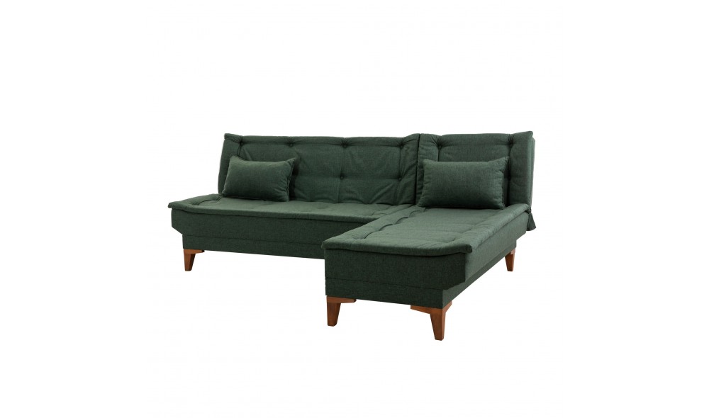 Canapea extensibila de colt, Santo - Verde, 225 x 86 x 85 cm