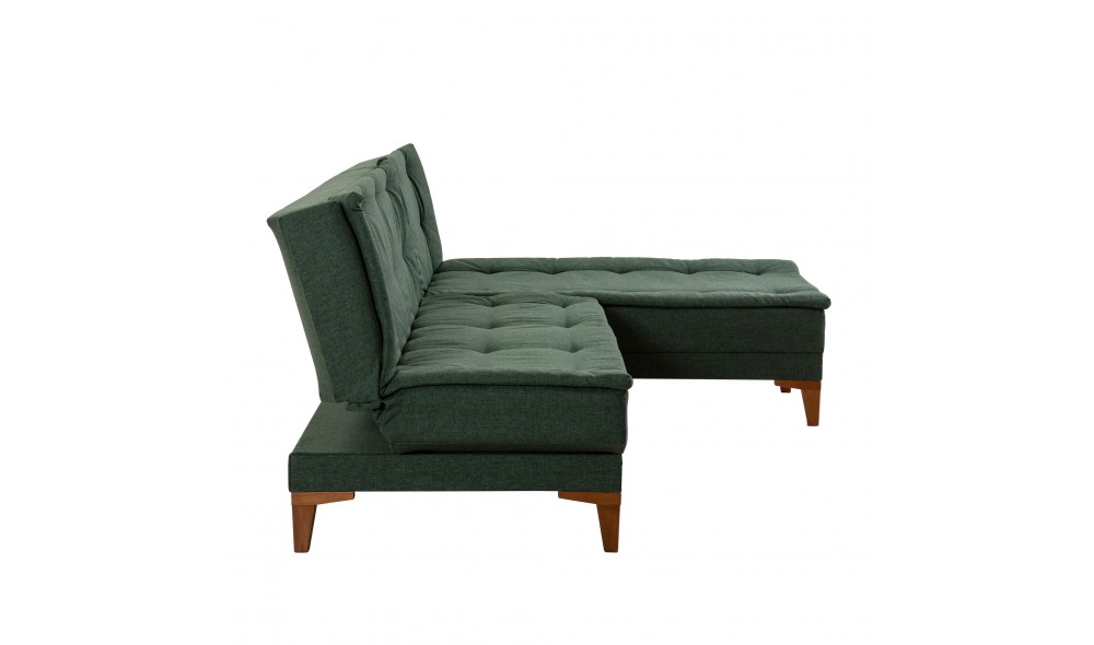 Canapea extensibila de colt, Santo - Verde, 225 x 86 x 85 cm