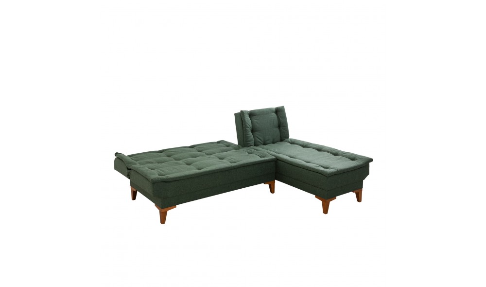 Canapea extensibila de colt, Santo - Verde, 225 x 86 x 85 cm