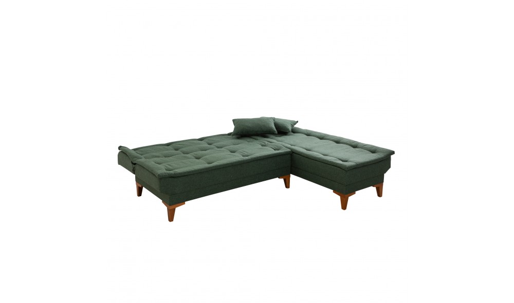 Canapea extensibila de colt, Santo - Verde, 225 x 86 x 85 cm
