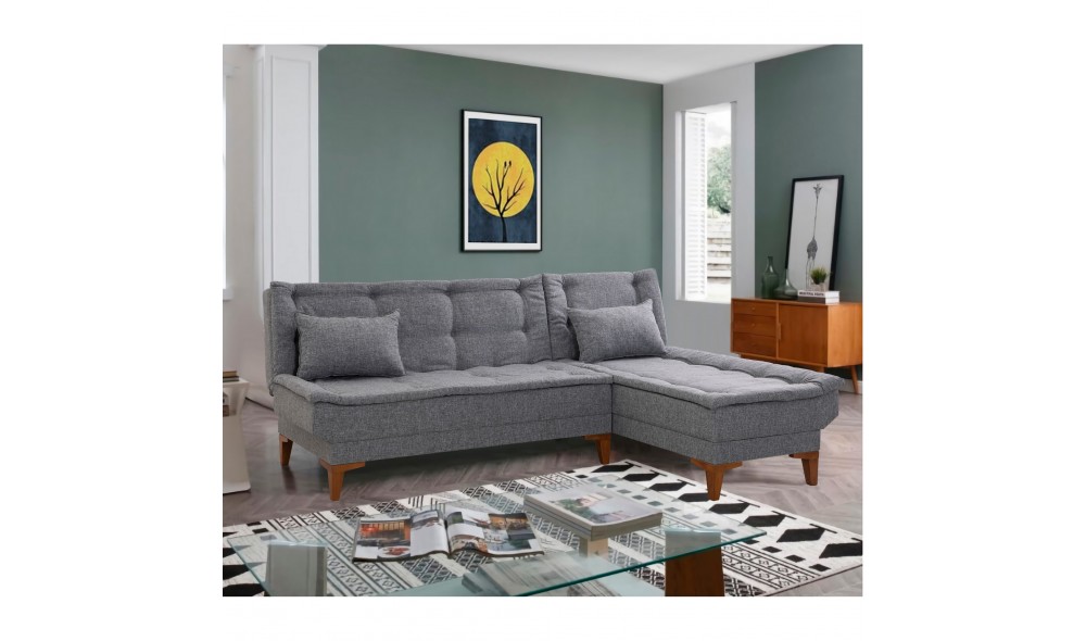 Canapea extensibila de colt, Santo - Gri inchis, 225 x 86 x 85 cm