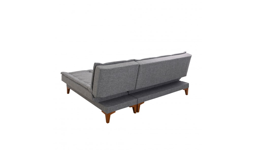 Canapea extensibila de colt, Santo - Gri inchis, 225 x 86 x 85 cm