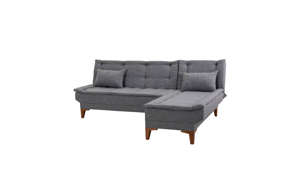 Canapea extensibila de colt, Santo - Gri inchis, 225 x 86 x 85 cm