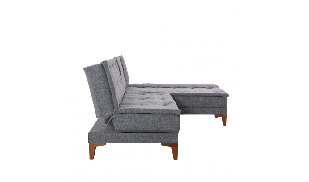 Canapea extensibila de colt, Santo - Gri inchis, 225 x 86 x 85 cm