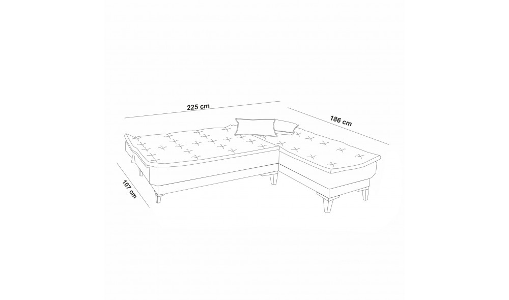 Canapea extensibila de colt, Santo - Albastru inchis, 225 x 86 x 85 cm