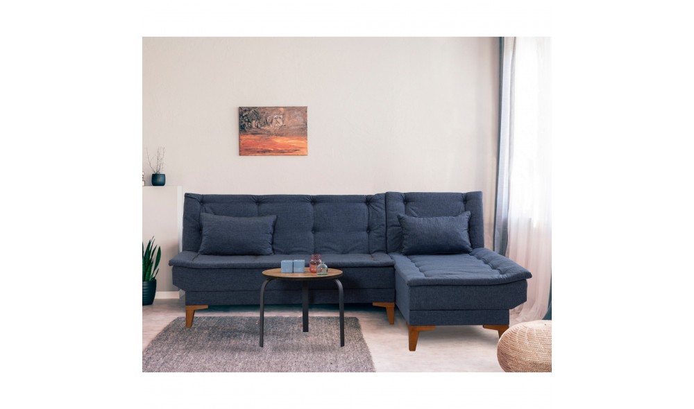 Canapea extensibila de colt, Santo - Albastru inchis, 225 x 86 x 85 cm