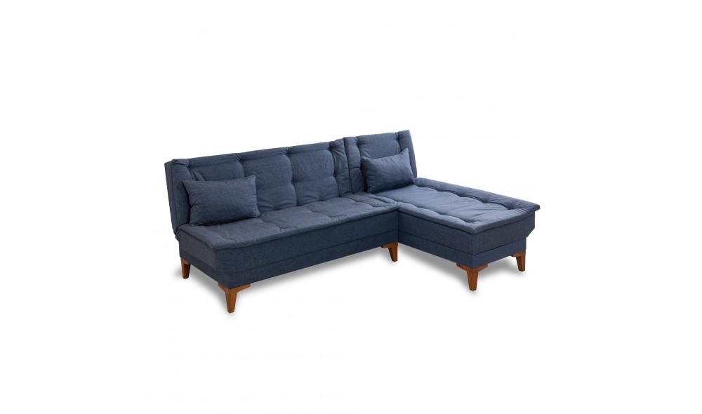 Canapea extensibila de colt, Santo - Albastru inchis, 225 x 86 x 85 cm