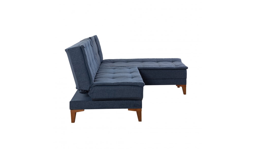 Canapea extensibila de colt, Santo - Albastru inchis, 225 x 86 x 85 cm