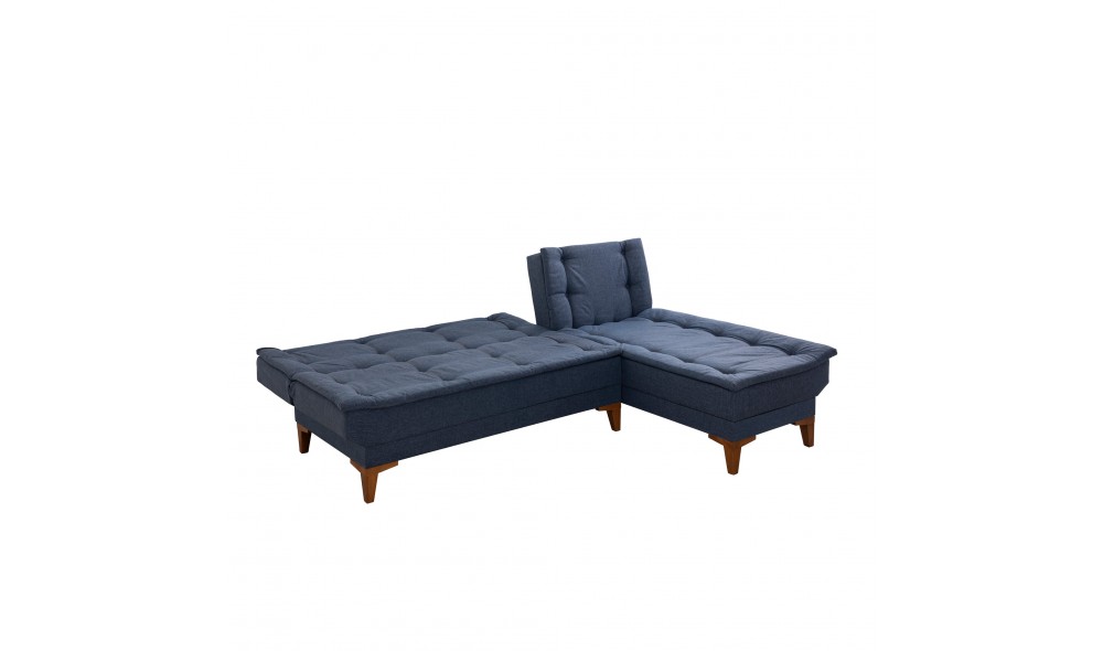 Canapea extensibila de colt, Santo - Albastru inchis, 225 x 86 x 85 cm