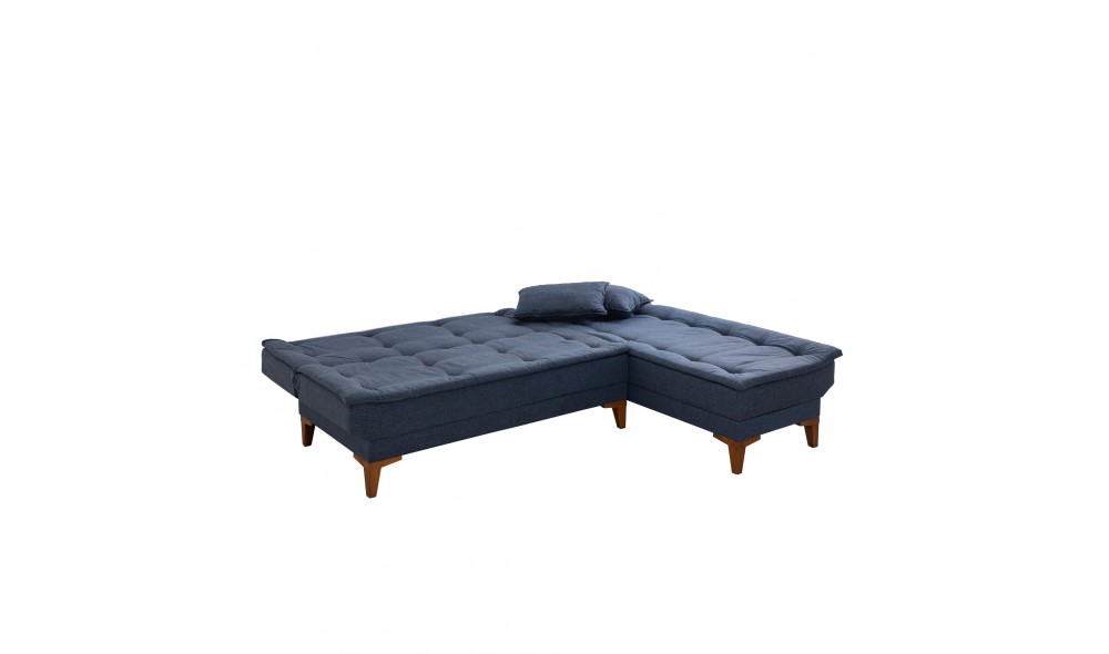 Canapea extensibila de colt, Santo - Albastru inchis, 225 x 86 x 85 cm